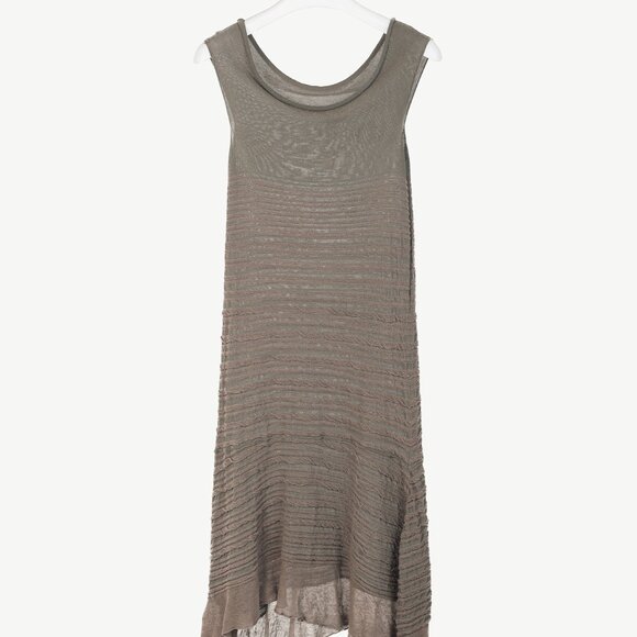 Sarah Pacini Grey Textured-Stripe Knit Midi Dress - Picture 1 of 6